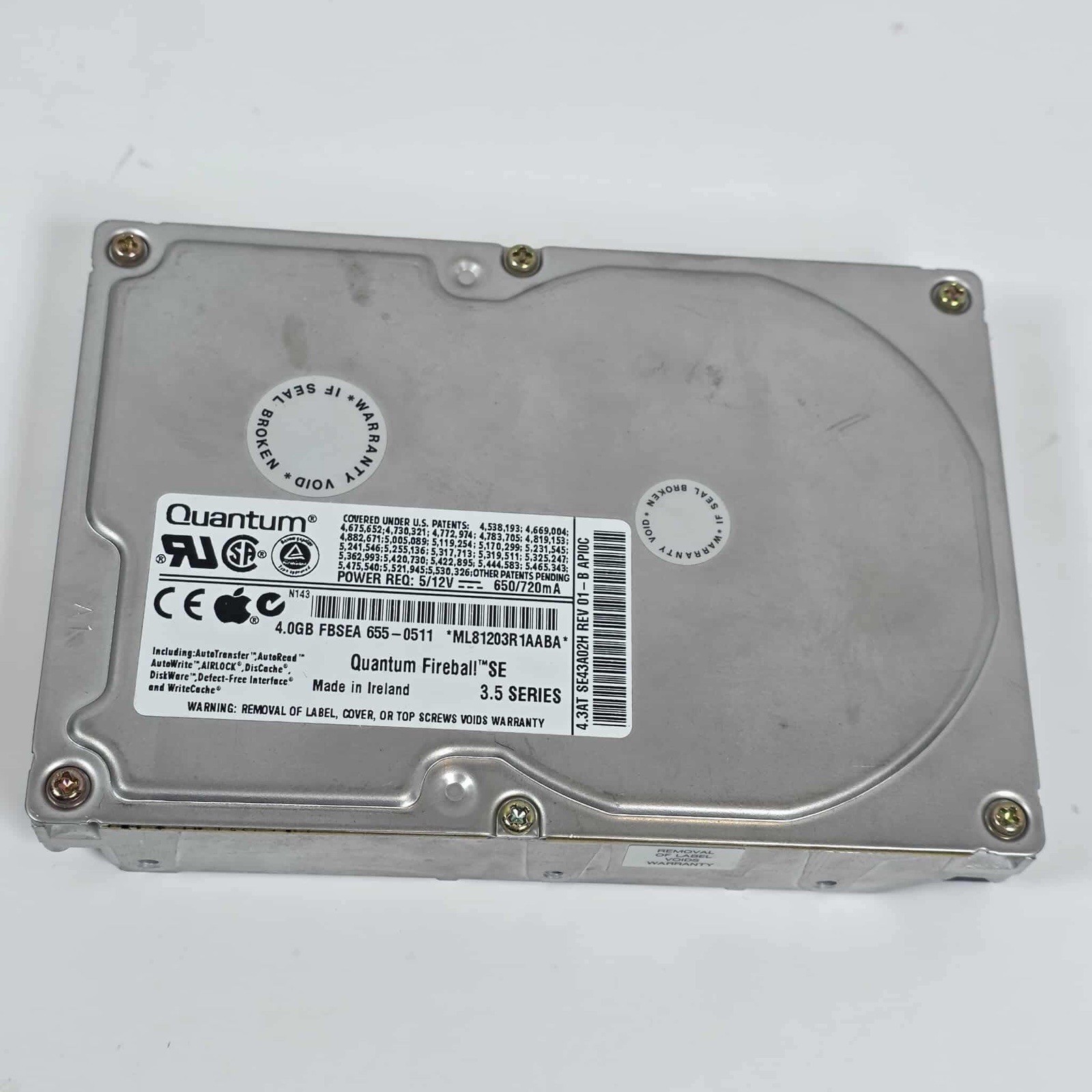 Quantum Fireball SE SE43A02H REV.01-B 4GB IDE/PATA DONOR DRIVE P/N:SE43A012