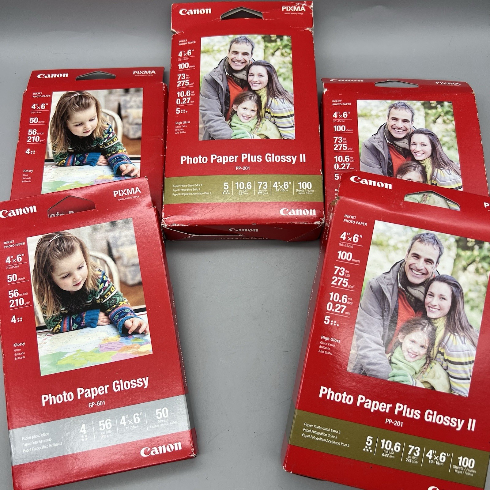 Sealed Canon Photo Paper Plus II Glossy PP-301 4x6 300 Sheets + 100Sheets GP-601