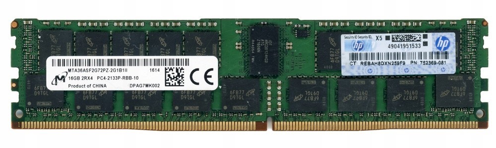 RAM HPE 16GB 2Rx4 PC4-17000P-R DDR4 RDIMM 2133MHz 752369-081