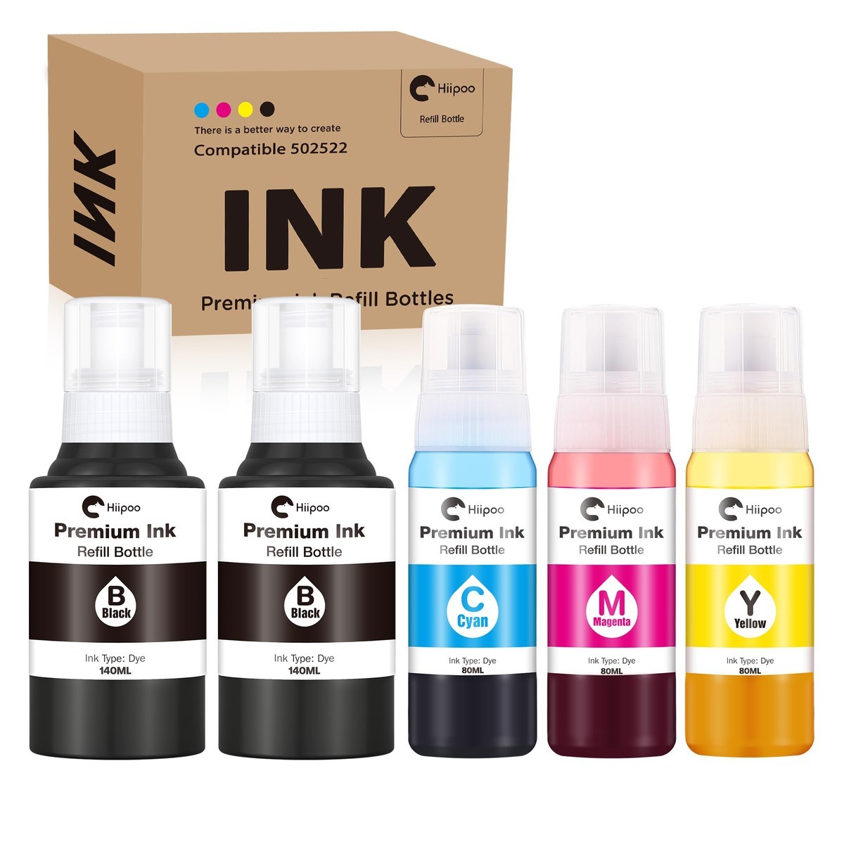 Hiipoo 522 Refill Ink Bottle Replacement Epson T522 522 (not Sublimation)