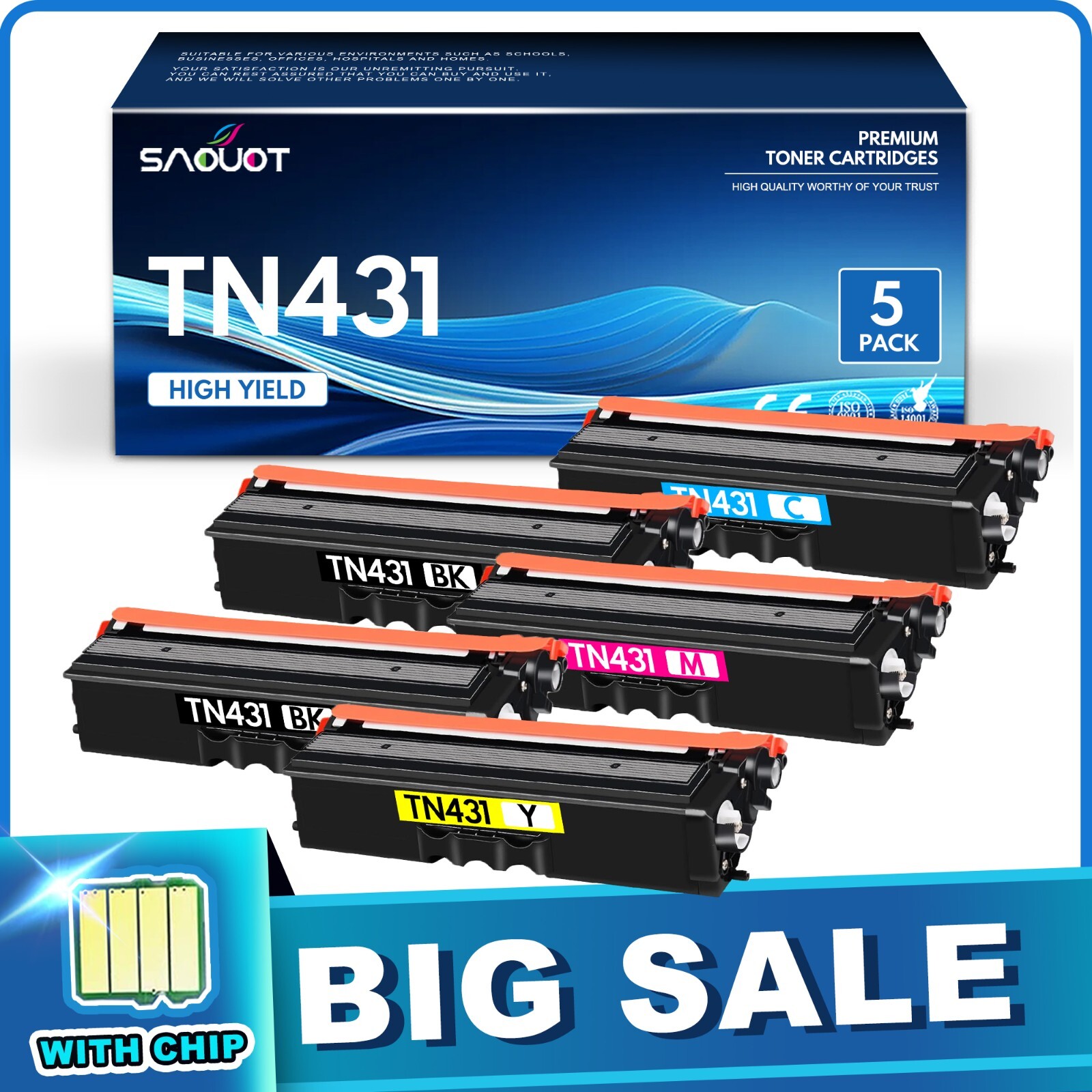 TN-431 Toner Cartridge Replacement for Brother TN 431 HL-L8360CDW BK/C/M/Y