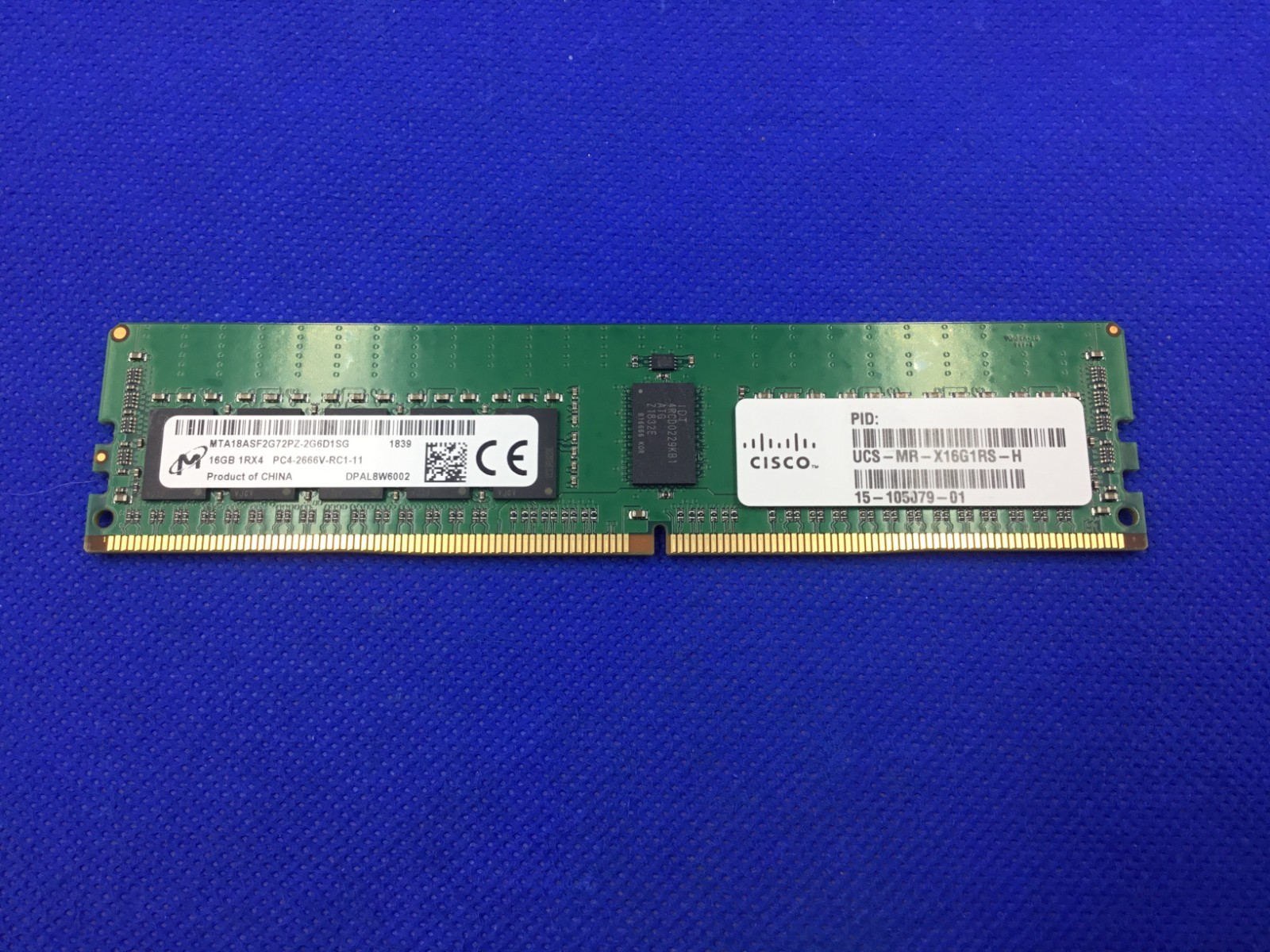 MTA18ASF2G72PZ-2G6D1  MICRON 16GB (1X16GB) 1RX4 PC4-2666V RDIMM MEMORY