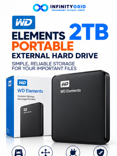 NEW WD Elements 2TB Portable External Hard Drive USB 3.0 HDD Black