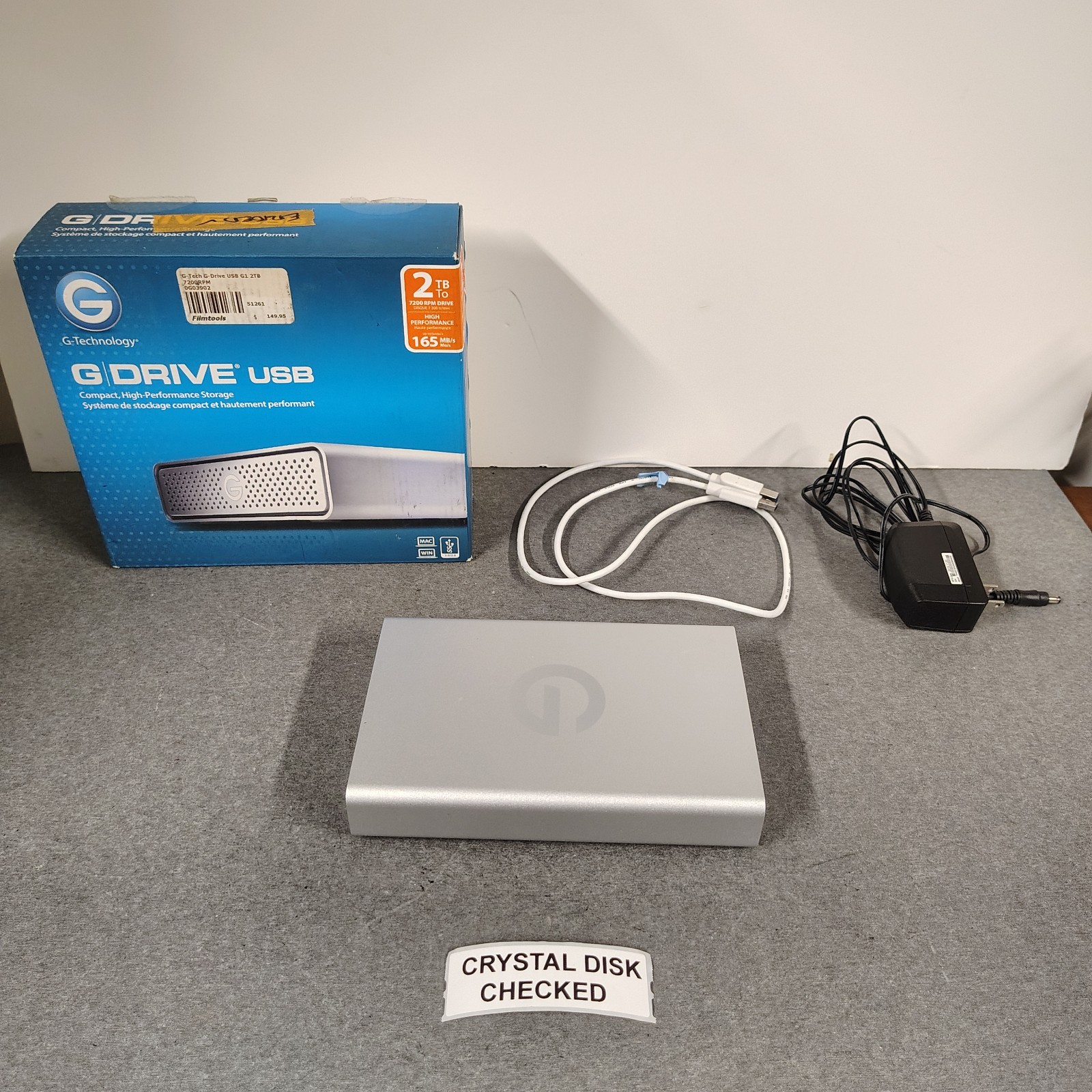 G-Technology G-Drive 2TB USB 3.0 External Hard Drive  w/ AC Adapter & USB Cable