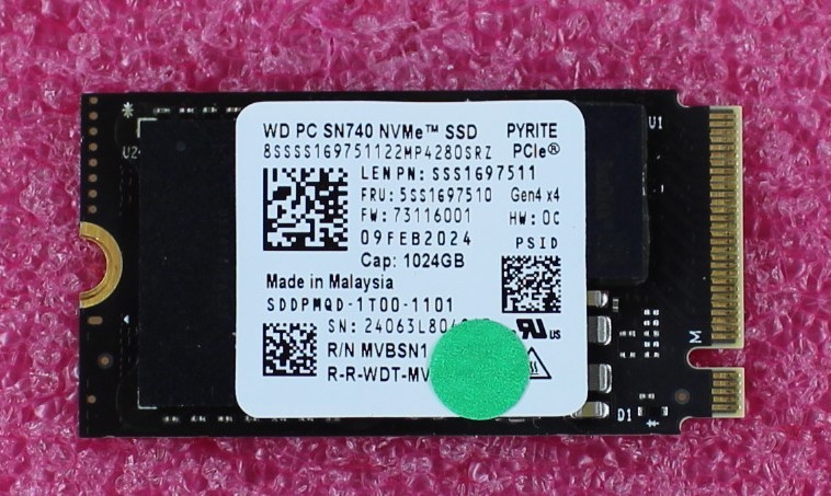 5SS1G97510 - Lenovo IdeaPad Pro 5 1TB WD SN740 2242 PCIE SSD - 1 Slot