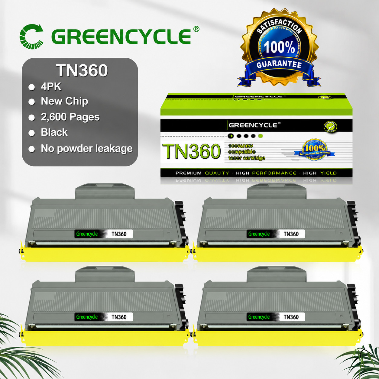 4pk TN360 Toner Cartridge Fit with Brother HL-2150N MFC-7320 MFC-7345DN Printer
