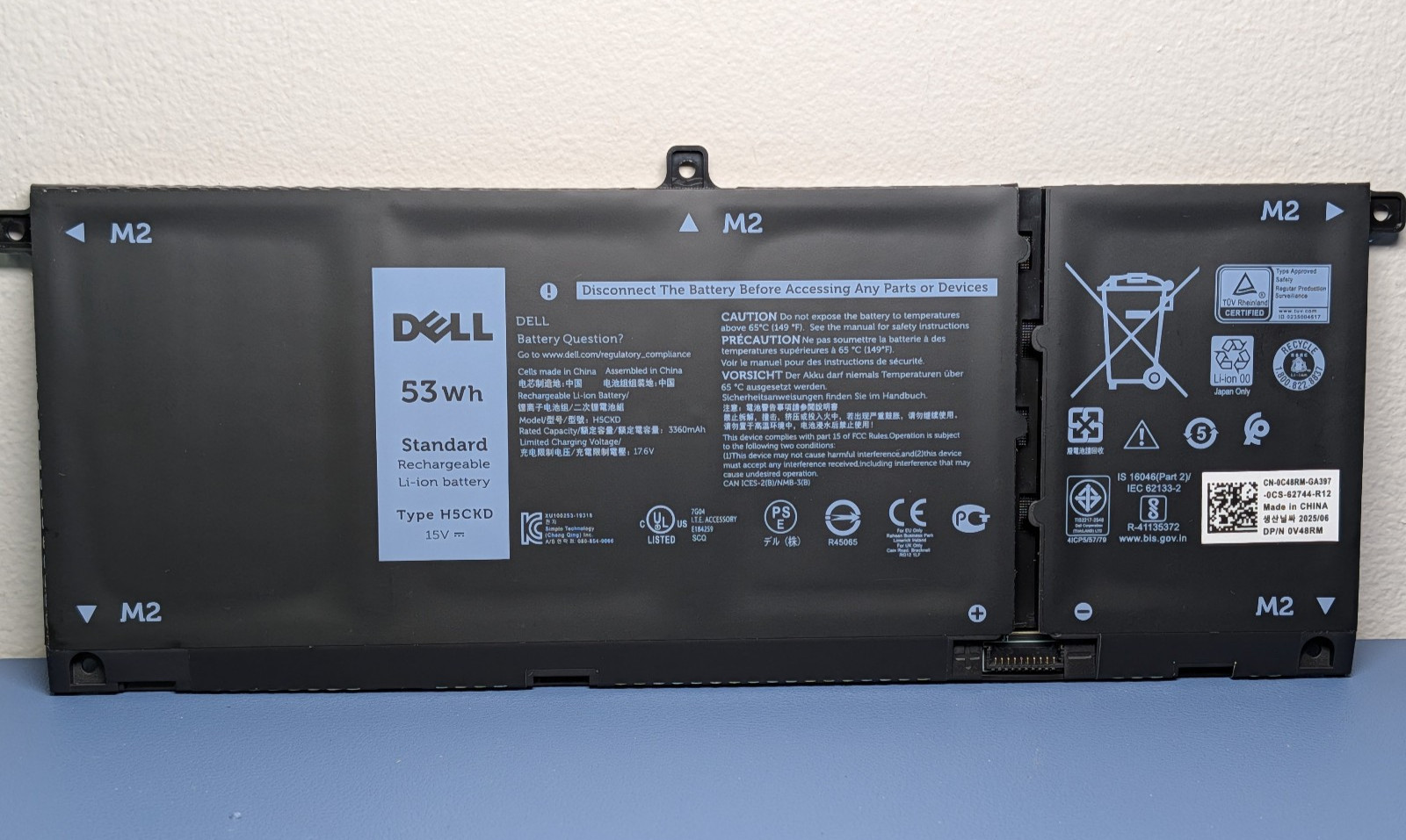 Genuine Dell H5CKD 53Wh 15V 3360mAh 4-Cell Laptop Battery OEM