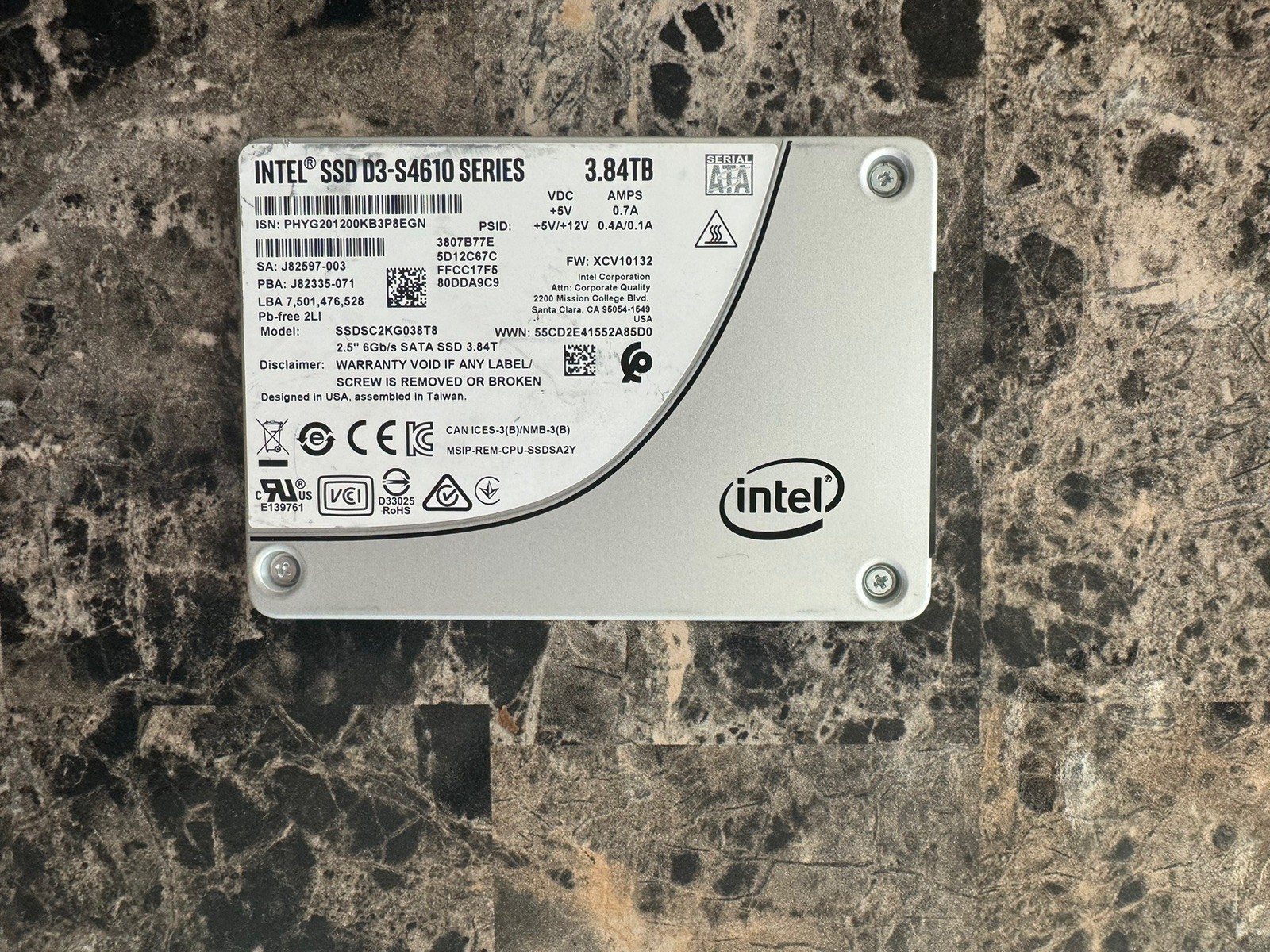 Dell Intel D3-S4610 3.84TB Series 2.5" SATA SSD (SSDSC2KG038T8)