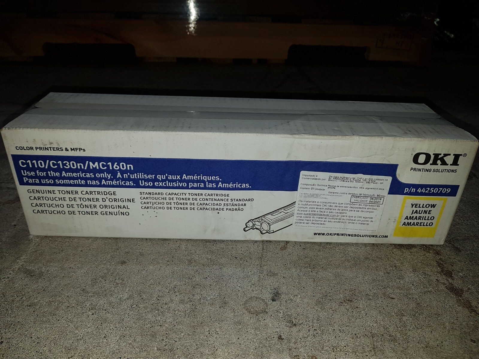 Genuine Oki 44250709 Yellow Toner Cartridge C110 C130n MC160n BNIB