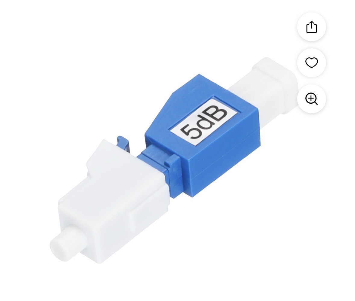 5dB LC/UPC Singlemode Fixed Fiber Optic Attenuator, Male-Female, 5dB