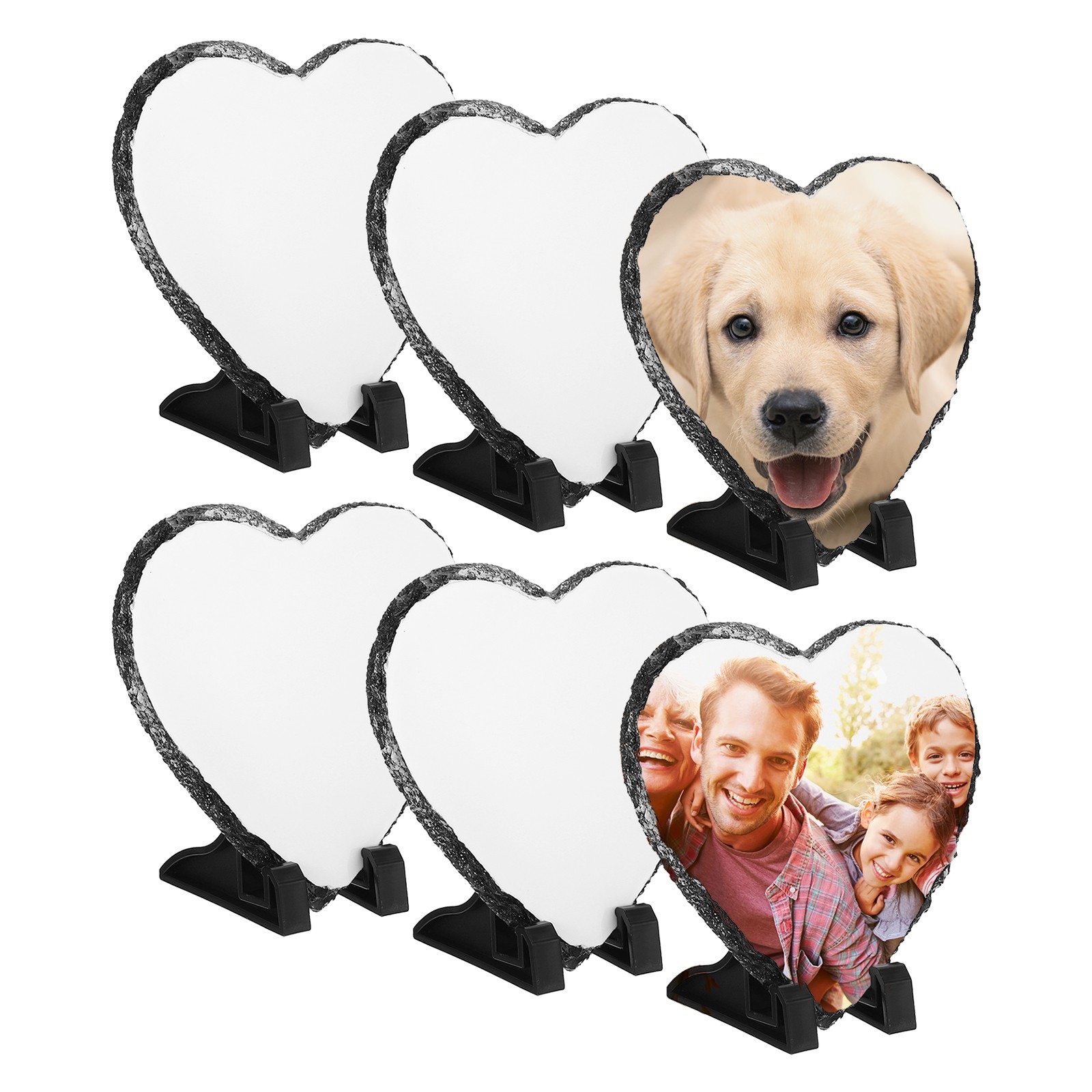 Sublimation Slate Blanks, 6 Pcs Heart Stone Sublimation Photo Frame, 6 x 6"