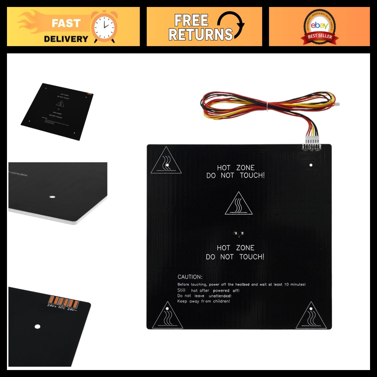 310mm MK3 Aluminum Heated Bed Platform 24V 220W for Creality CR10/CR-10S 3D Prin