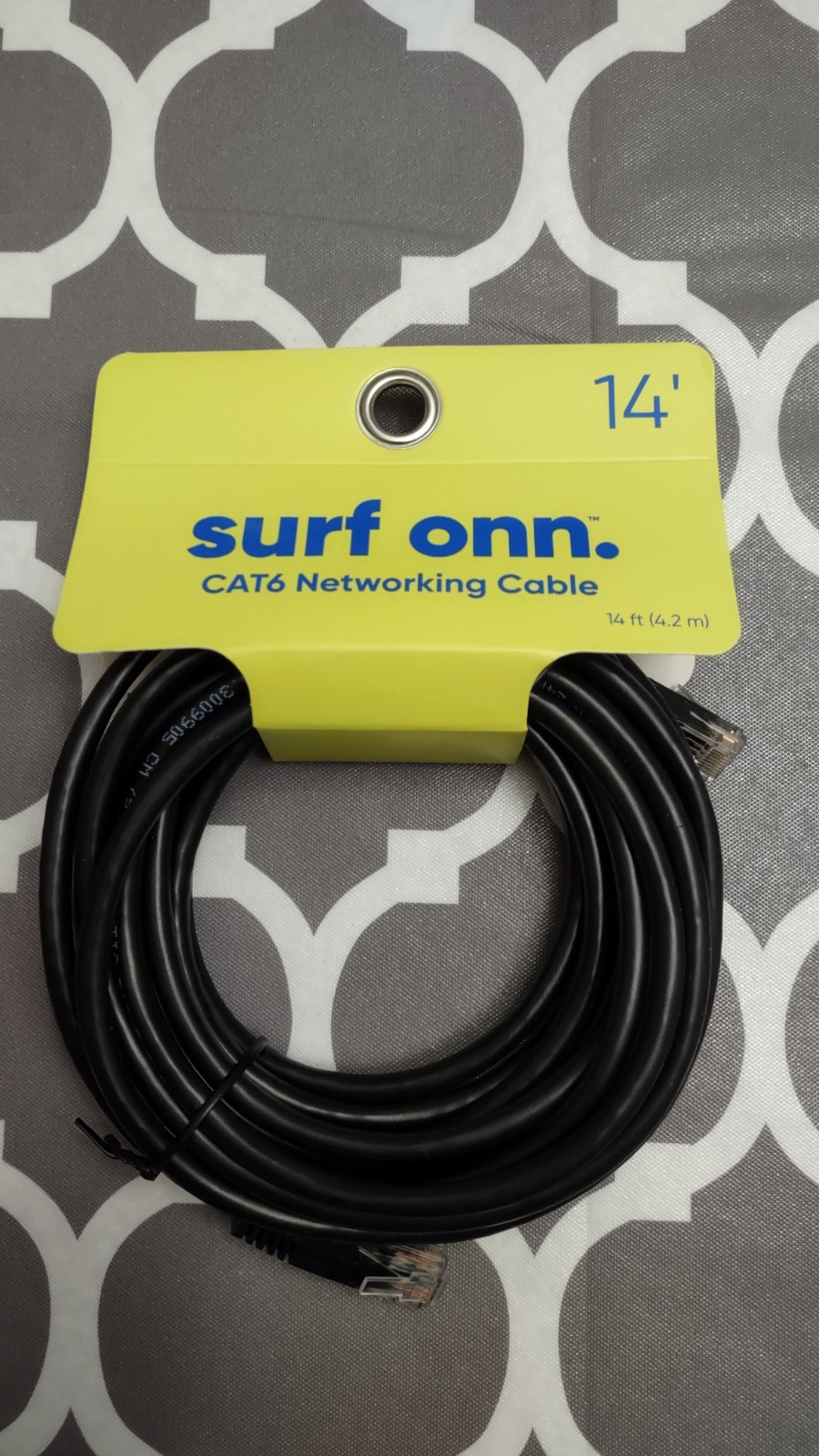 Surf Onn. CAT6 Networking Cable 14 ft Ethernet Cable Black - Brand New