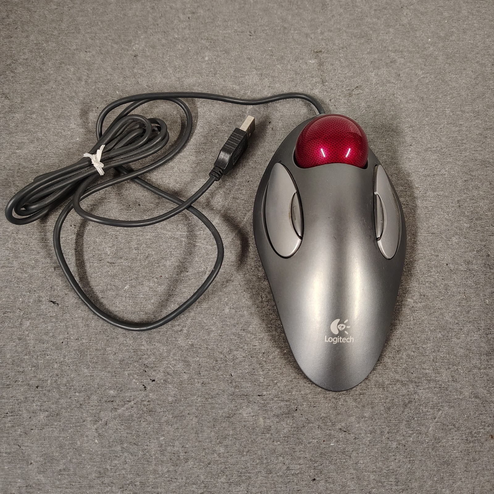 Logitech Trackman Red Marble USB Trackball Mouse T-BC21