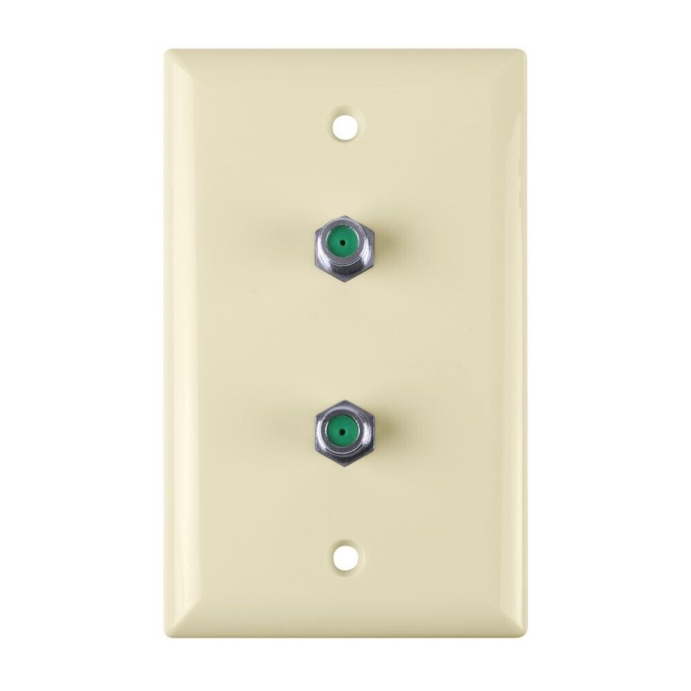 Construct Pro Wall Plate with Dual 3.0 GHz F-81 Connectors (Ivory)