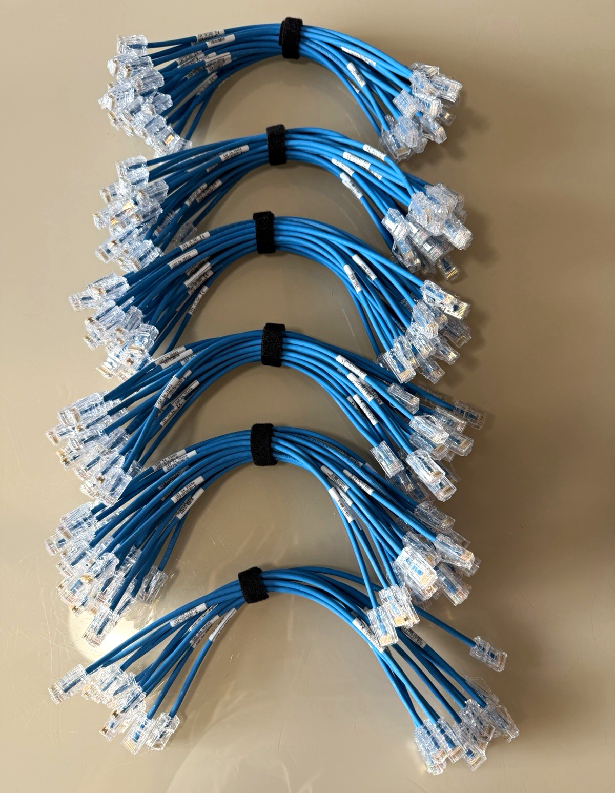 (130) Cat 5e Slim RJ45 Ethernet Patch Cable 1 ft Blue Round RJ-45 Male T568A 