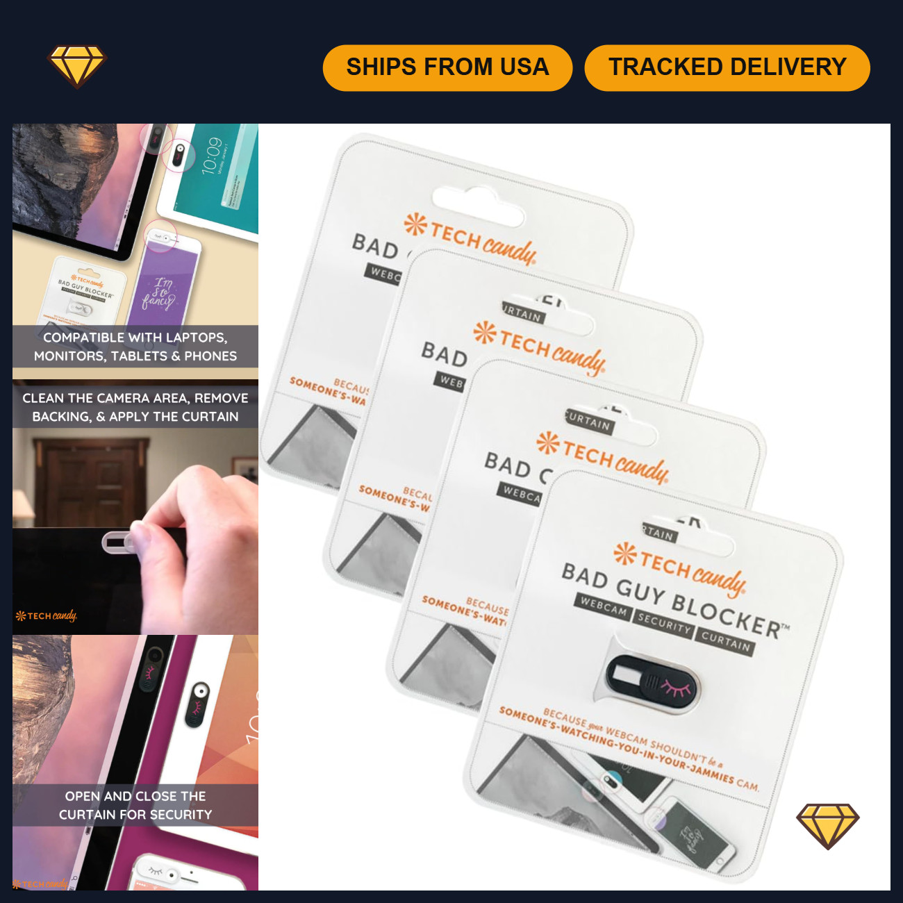Webcam Cover Privacy Protector - Thin, Durable, Secure for Computers & Laptops -