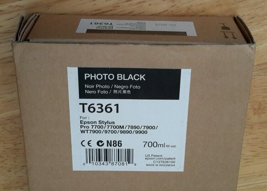 12-2022 NIB EPSON T6361 Photo Black Ink 700ml for Stylus Pro 7890/7900/9890/9900