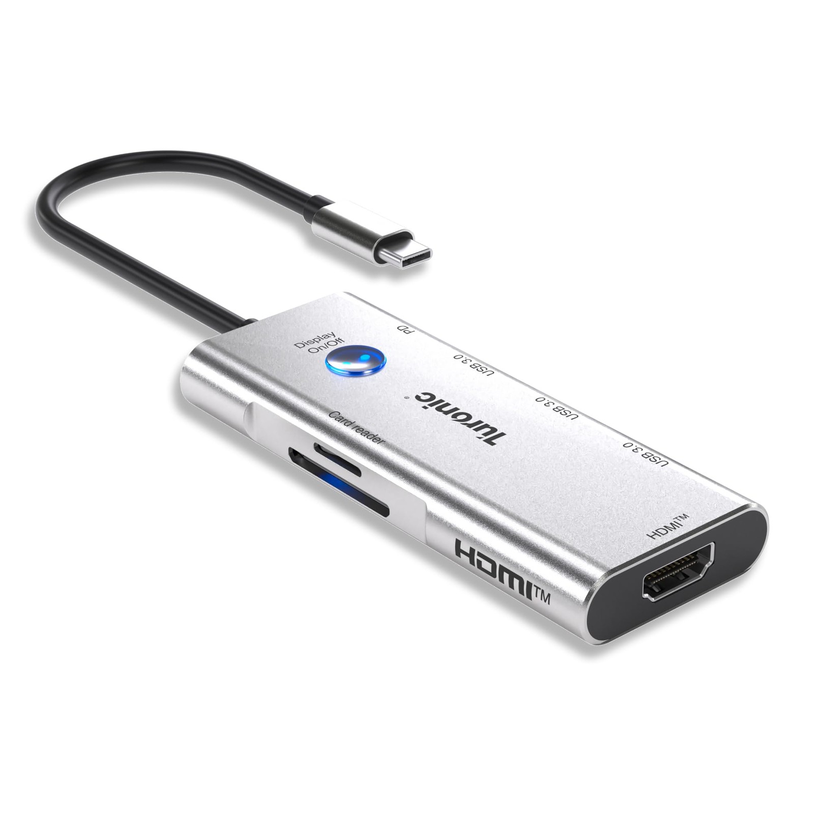 Turonic BYL-2425 USB-C Hub 7-in-1, 100W PD, HDMI 4K@60Hz, 3x USB 3.0, SD Reader
