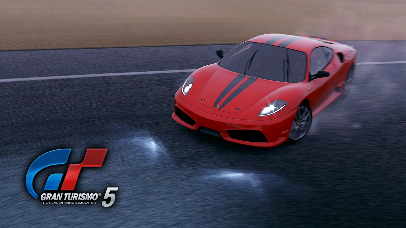 Cars video games gran turismo 5 ferrari f430 playstation Desk Mat Stitched