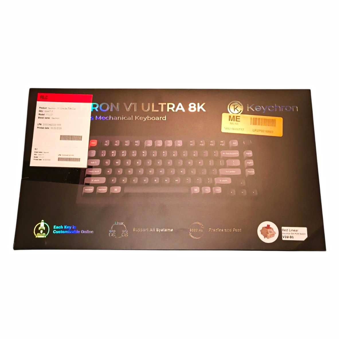 Keychron V1 Ultra 8K Wired Mechanical Keyboard Knob QWERTY EN Black V1U-D1