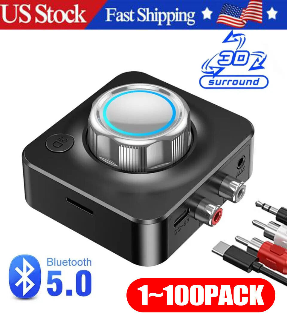 USA Bluetooth Transmitter Receiver Wireless 3.5mm Adapter AUX to 2RCA Audio lot