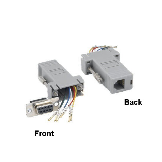 DB9 9Pin Female to RJ-12 6P6C Female Modular Adapter Serial Device over Telecom