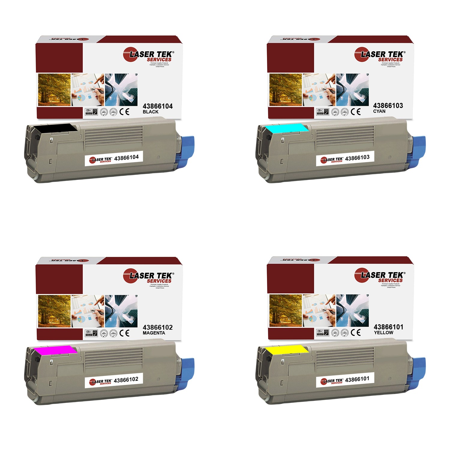4Pk LTS C710 BCMY Compatible for Okidata C710dn C710dtn Toner Cartridge
