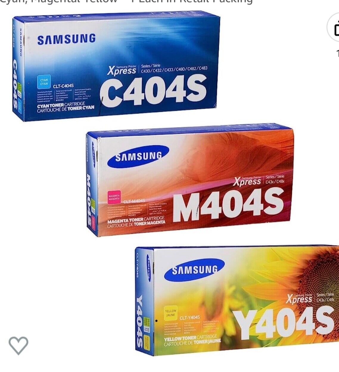 Toner - Genuine Set of 3 Samsung CLT-C404S CLT-M404S CLT-Y404S.BLK sold out.