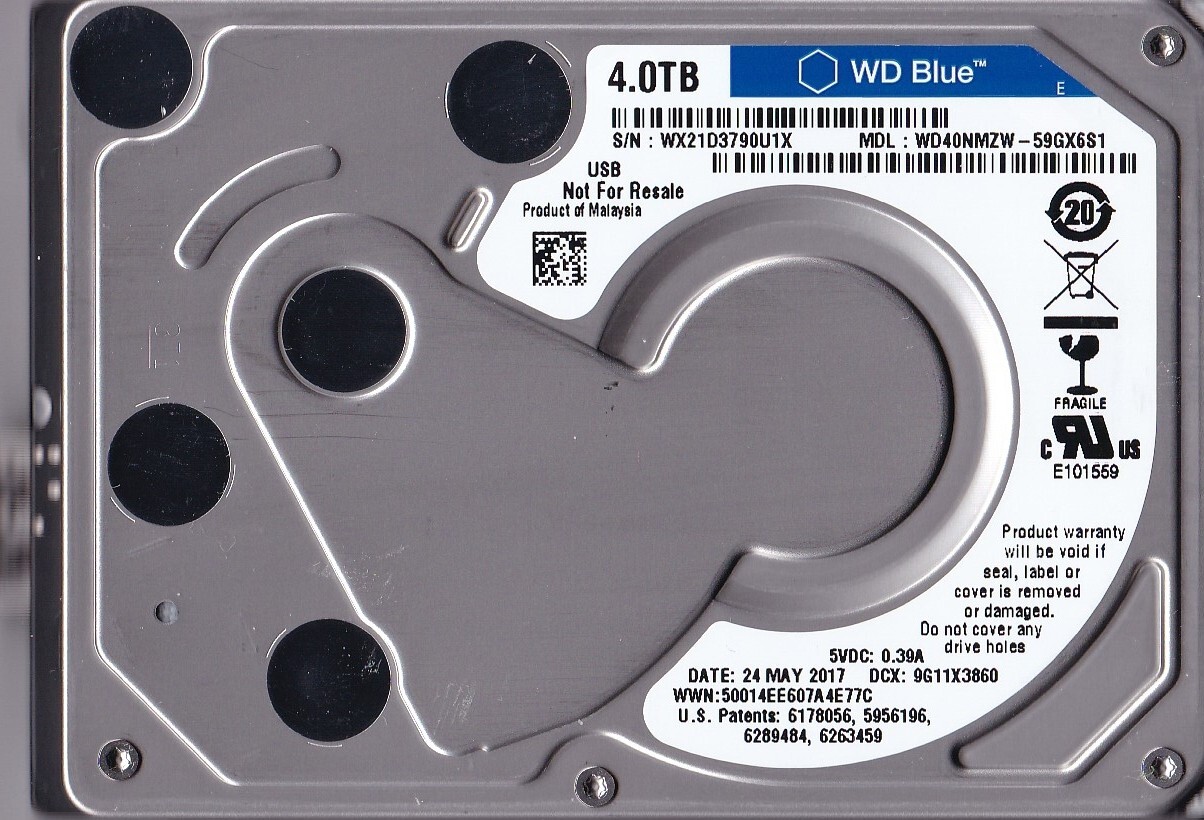 WD40NMZW-59GX6S1 s/n: WX21D3  Malaysia MAY 2017 4TB USB 3.0 2.5" Western Digital