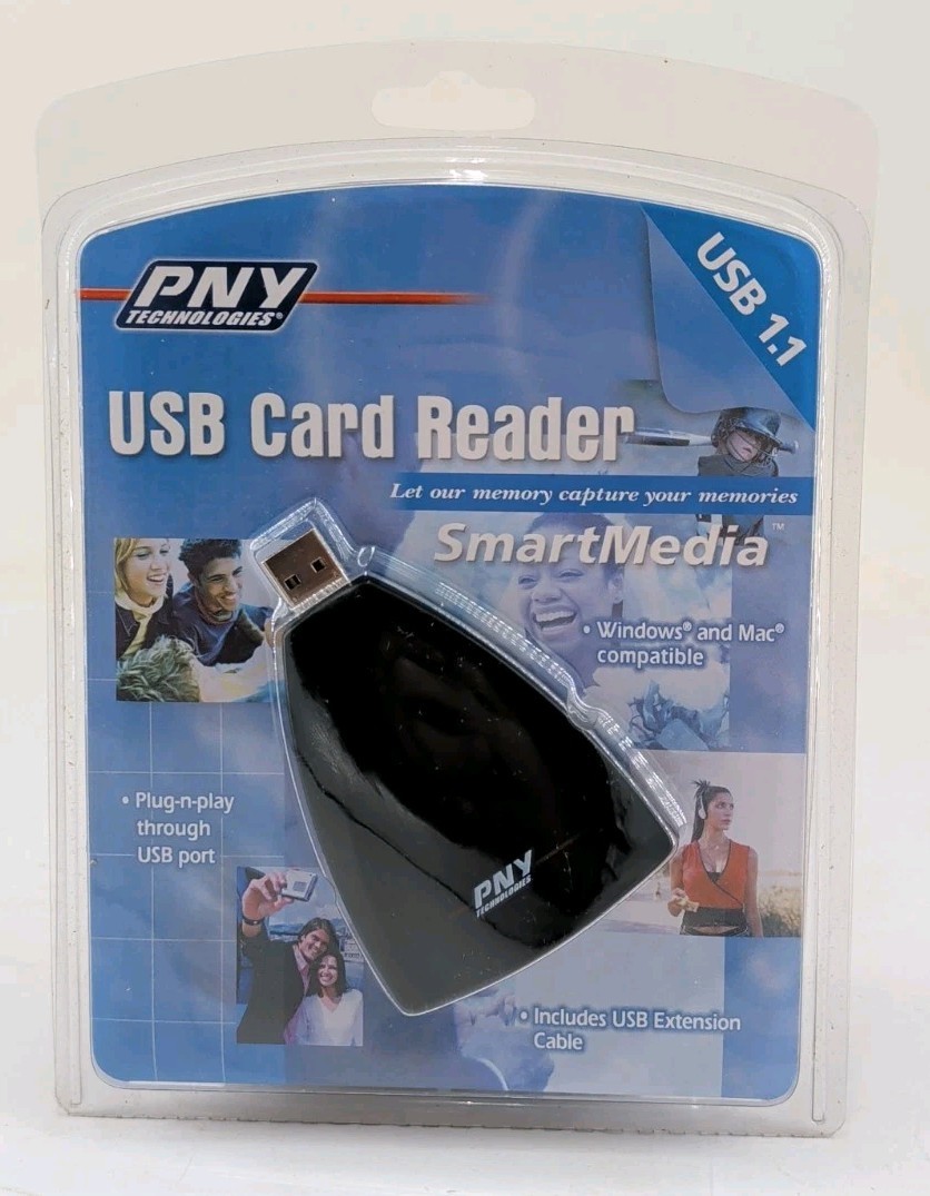 Vintage PNY SmartMedia Card Reader USB 1.1 New Open Box No Barcode Retro Tech #1