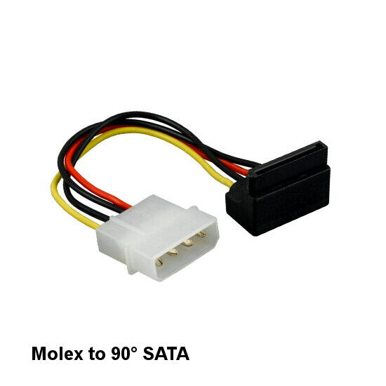 KNTK 6 inch Molex LP4 to 90° Right-Angled SATA Cable for PC HDD MB Power Cord