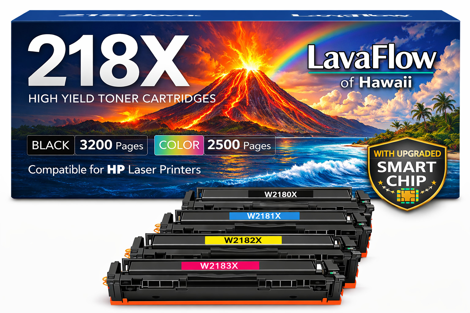 ** NEW HP 218X / 218A Toner | HP Color LaserJet Pro 3201 / 3301 Series | 4-Pack