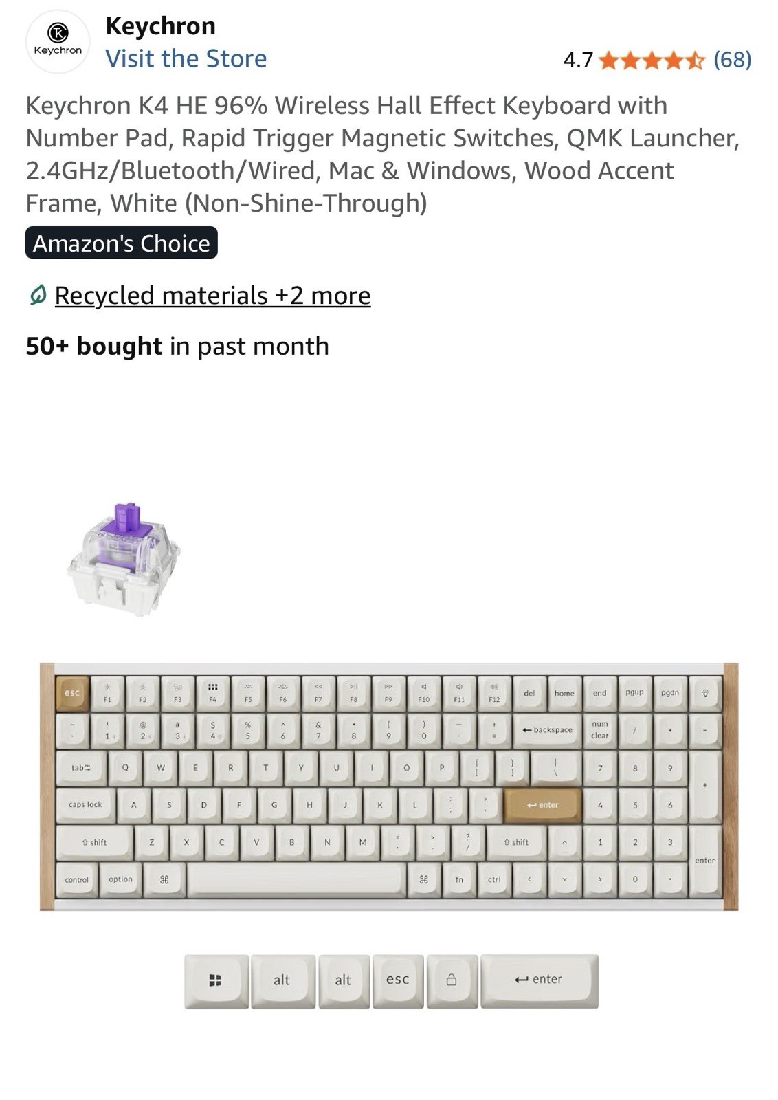 Keychron K4 HE 96% Wireless Hall Effect Keyboard with Number Pad