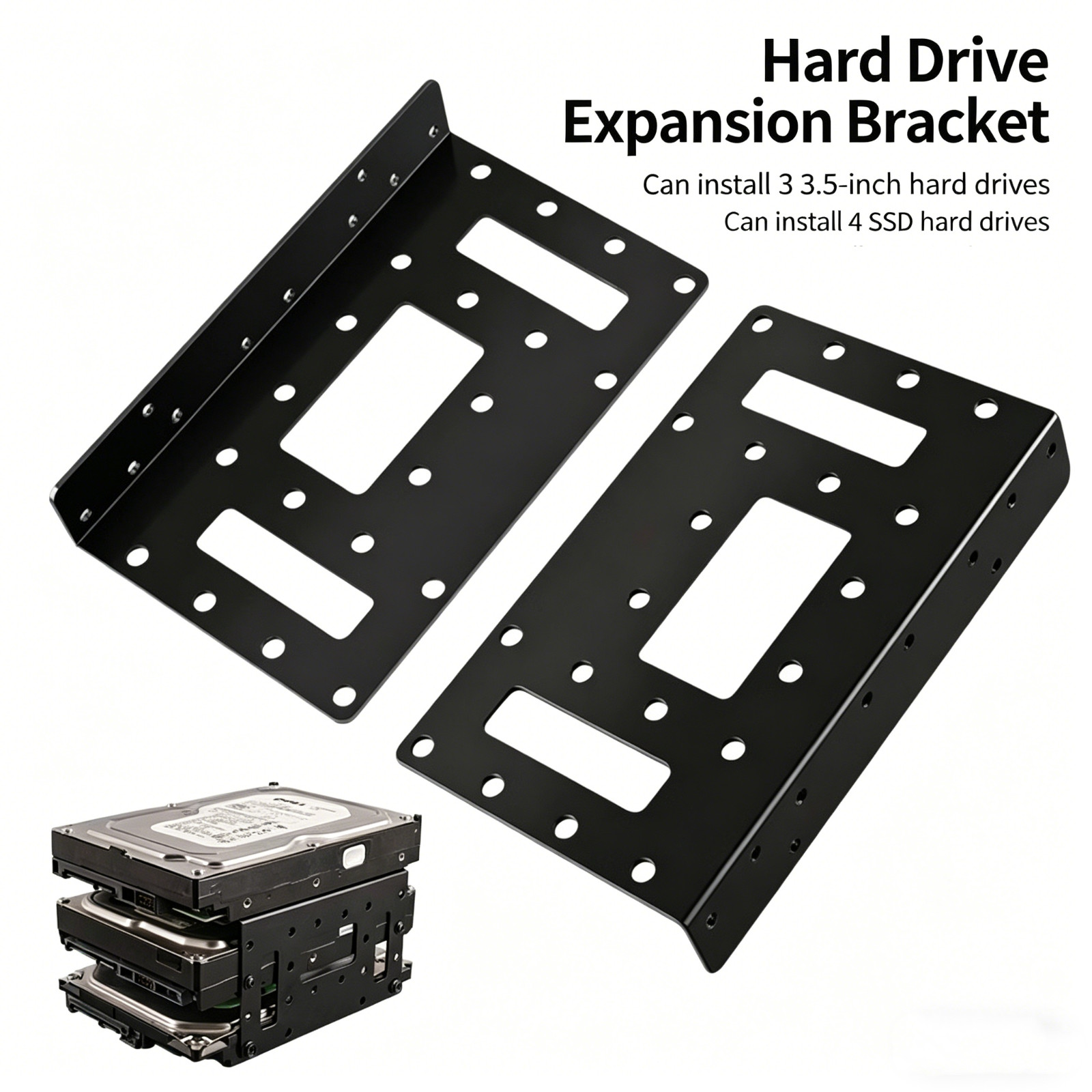 2Pcs 2.5" to 3.5" SSD/HDD Mounting Bracket,Up to 4 2.5 "SSDs Metal Mounting Tray