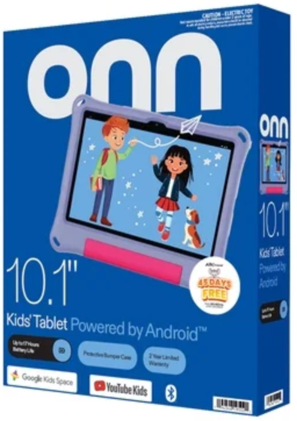 New onn 10.1" Kids Tablet 32GB [2024] Lavender Bumper Sleeve & Stand Included