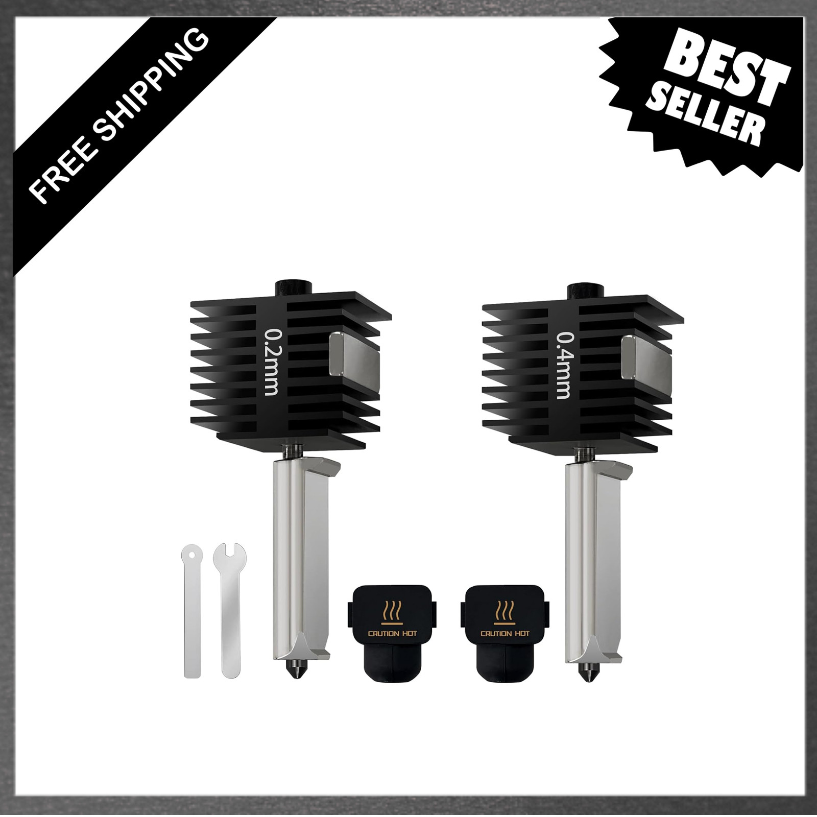 2 Pcs 0.2 0.4mm Hotend Kits Hardened Steel Nozzles Compatible with Bambu Lab A1