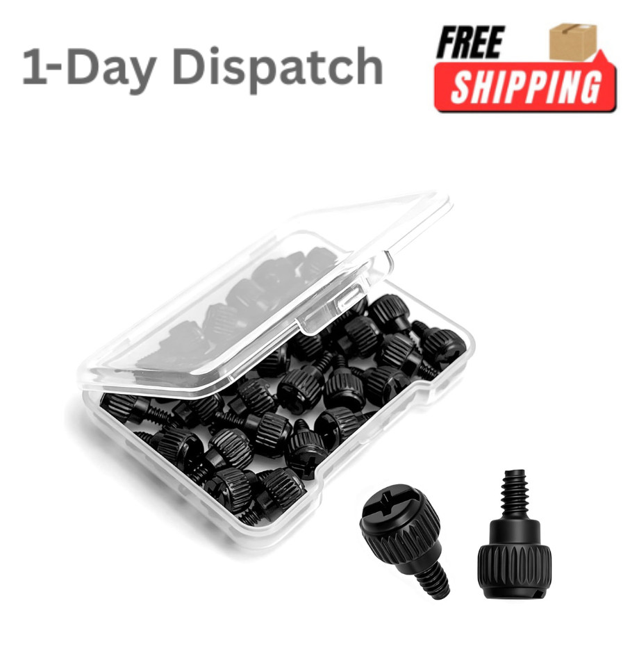 30 Pcs Black PC Thumb Screws 6-32 M3.5 x 6mm Computer Case PCI PSU Hard Drive