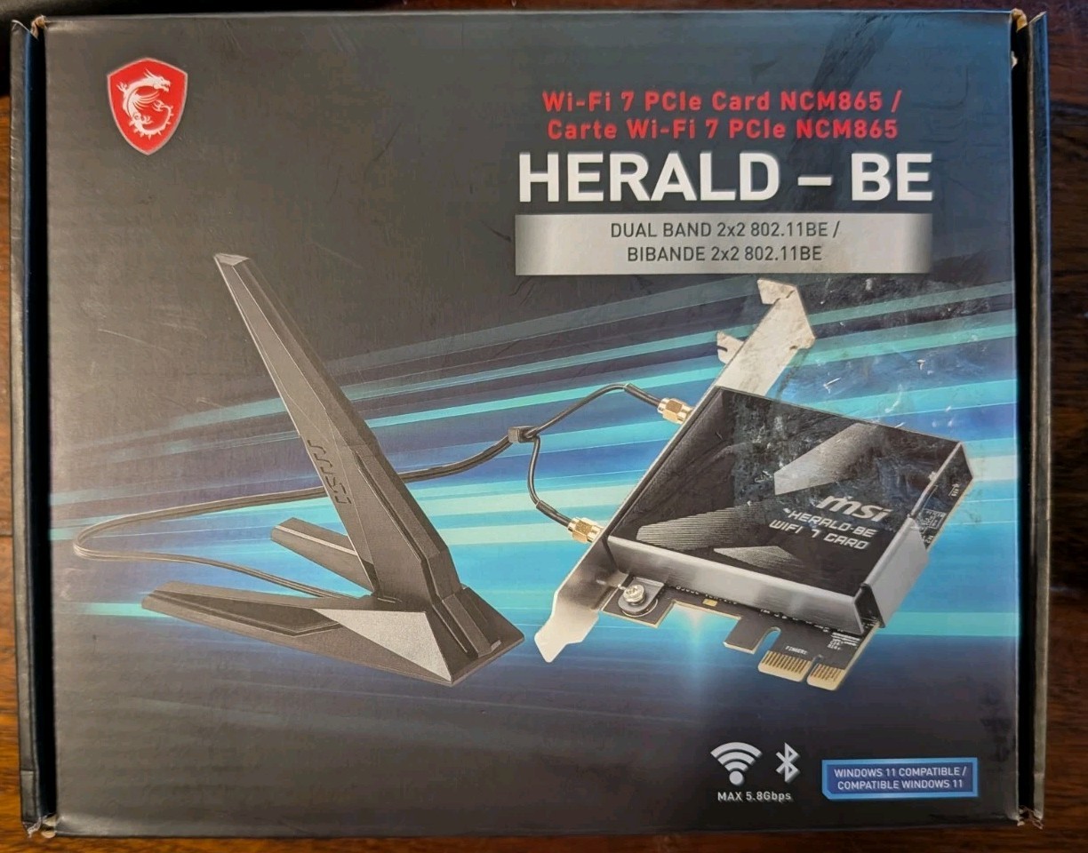 MSI HERALD-BE Wi-Fi 7 MAX PCIe Wireless Adapter Card Bluetooth 5.4 824142377352