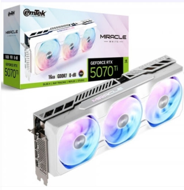 emTek / MIRACLE WHITE D7 / GeForce RTX 5070 Ti /  16GB / Gaming / Graphics Card