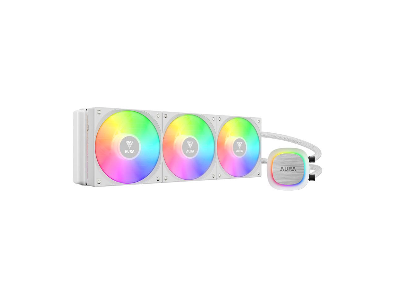 GAMDIAS Aura GLV2 360mm AIO Liquid CPU Cooler, Rotatable Performance 10-Pole