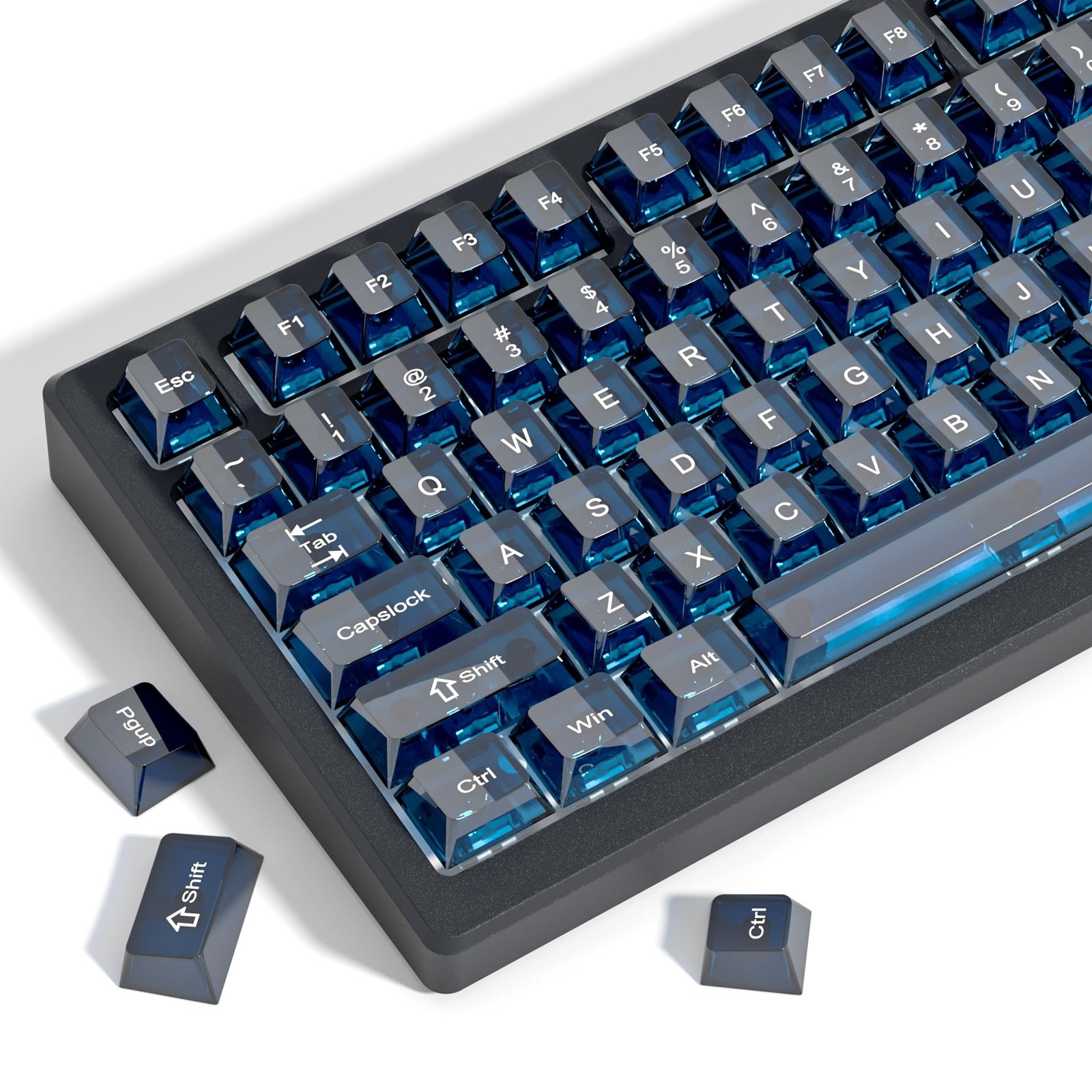 Dark Blue Clear Keyboard Keycaps Transparent Crystal Jelly Set