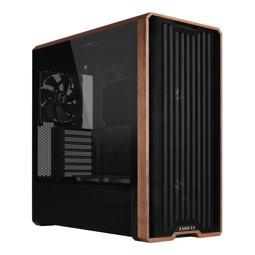 Lian Li LANCOOL 217 Genuine Walnut Wood LAN217X Mid-Tower ATX Case Black