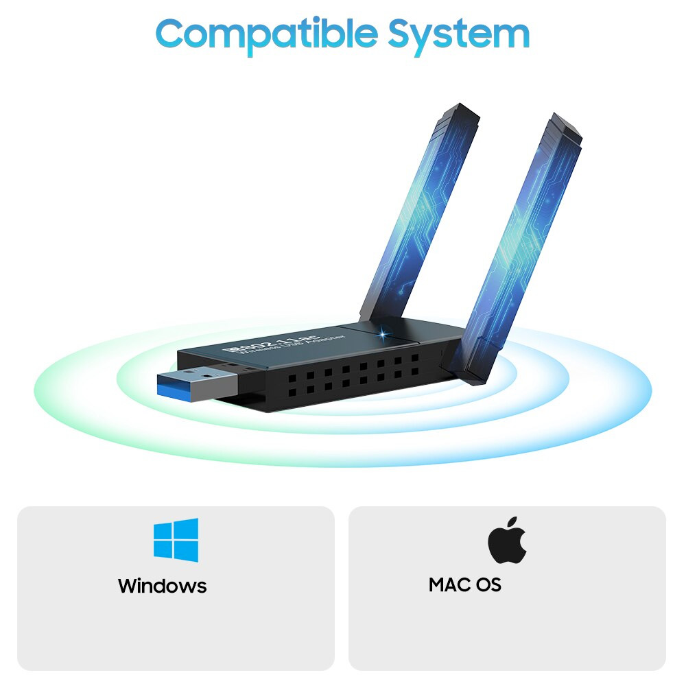 USB 3.0 Wireless WIFI Adapter 1300Mbps Long Range Dongle Dual Band Network lot