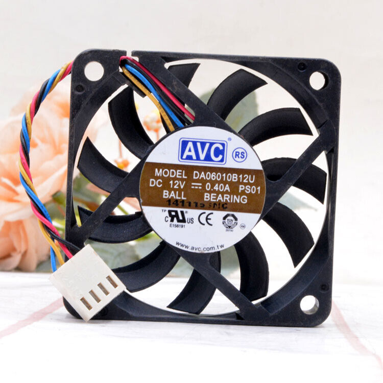 1pc AVC DA06010B12U 6010 6cm 12V 0.40A 4-wire Cooling Fan