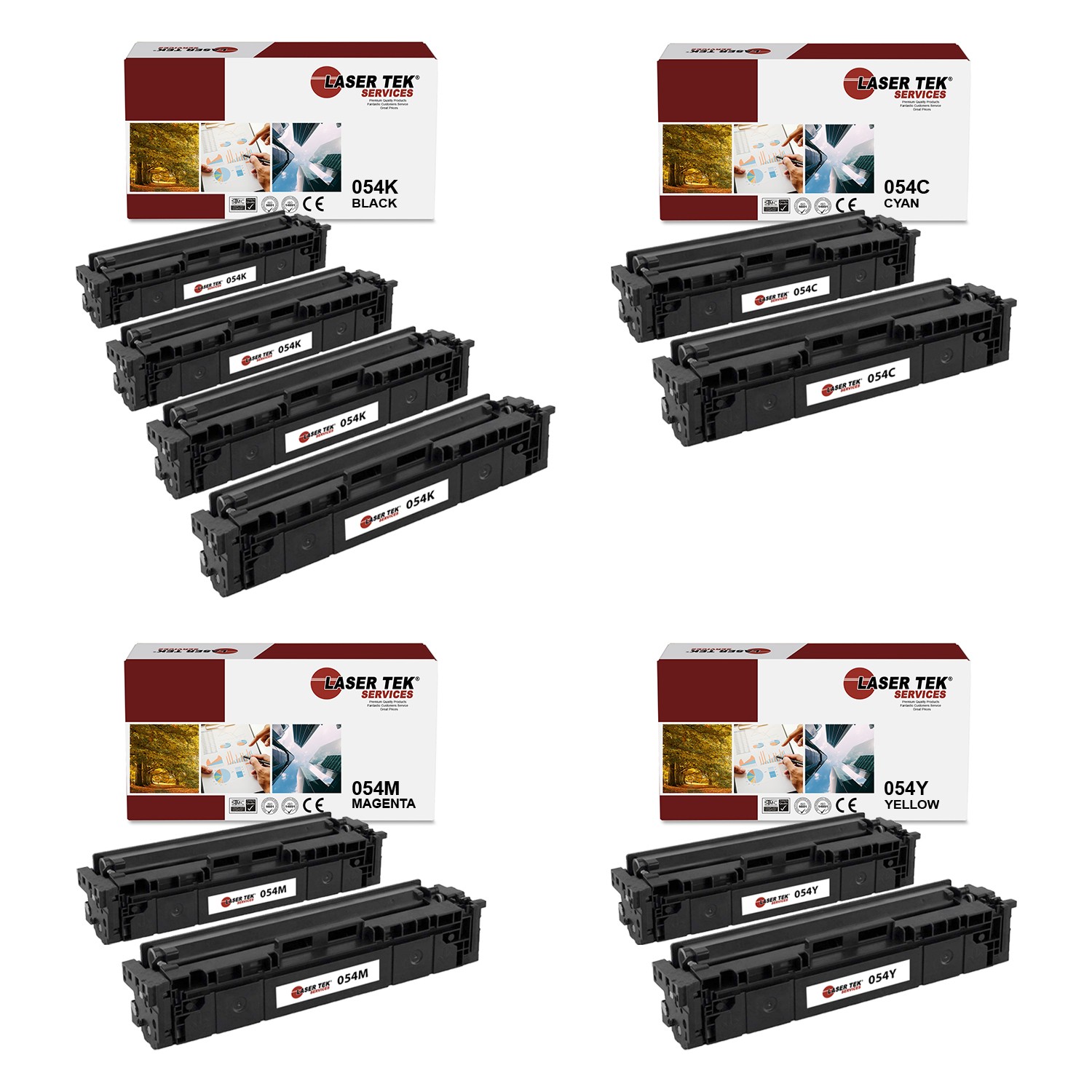 Laser Tek Services Canon 054 Replacement Toner Cartridge Ten Pack (4B 2C 2M 2Y)