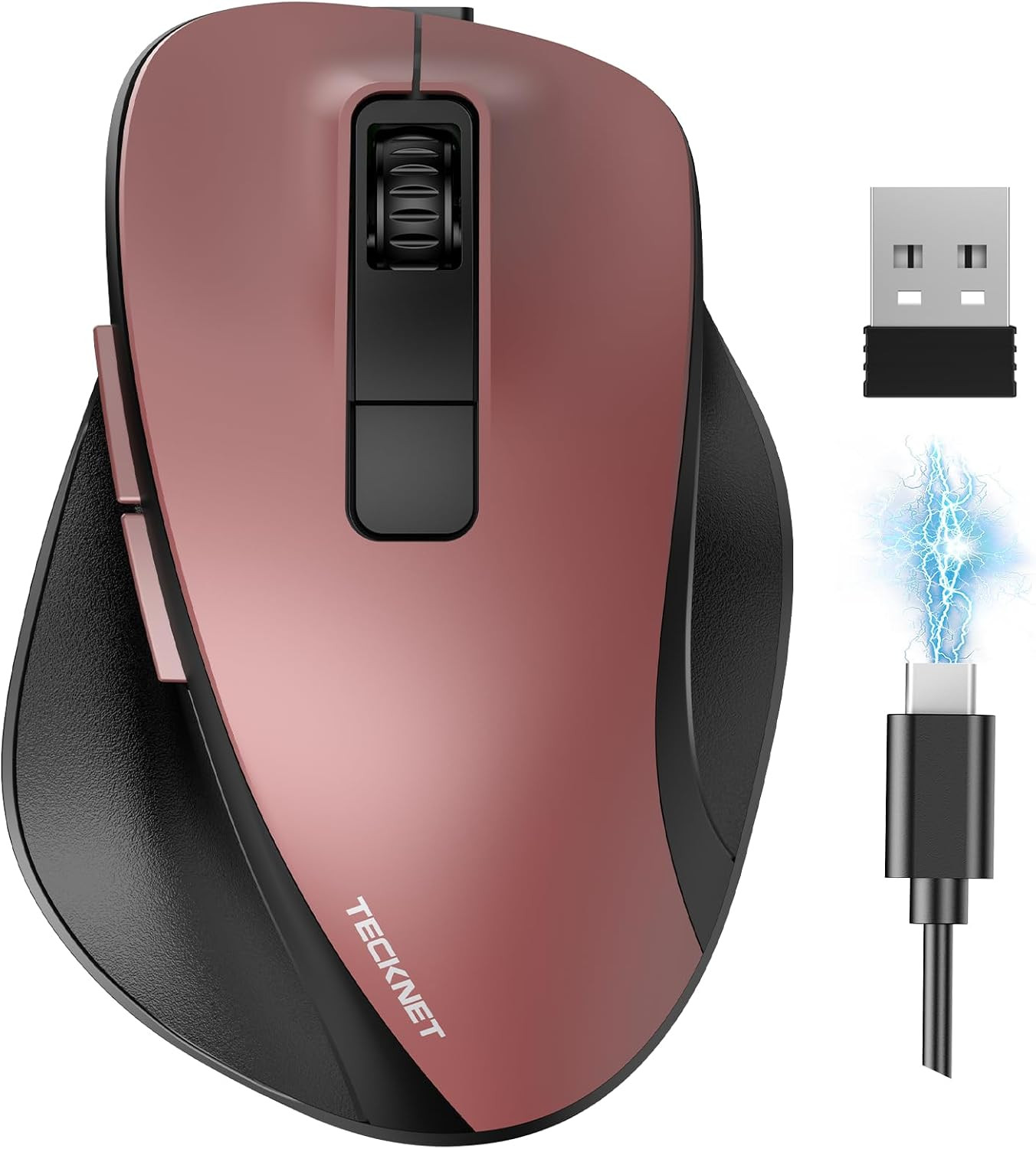 TECKNET Wireless Mouse, Bluetooth Mouse (BT5.0/3.0 & 2.4G) Rechargeable 4800 DPI