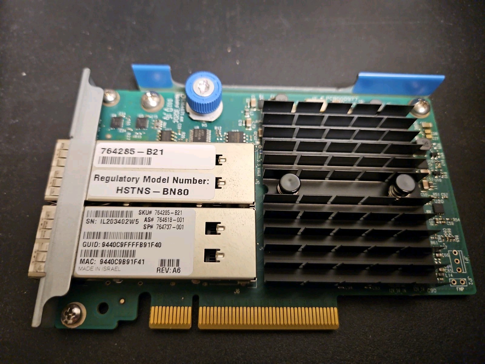 HP InfiniBand 2 FDR/Ethernet 10Gb/40Gb 2-Port 544+FLR-QSFP Nic 764285-B21