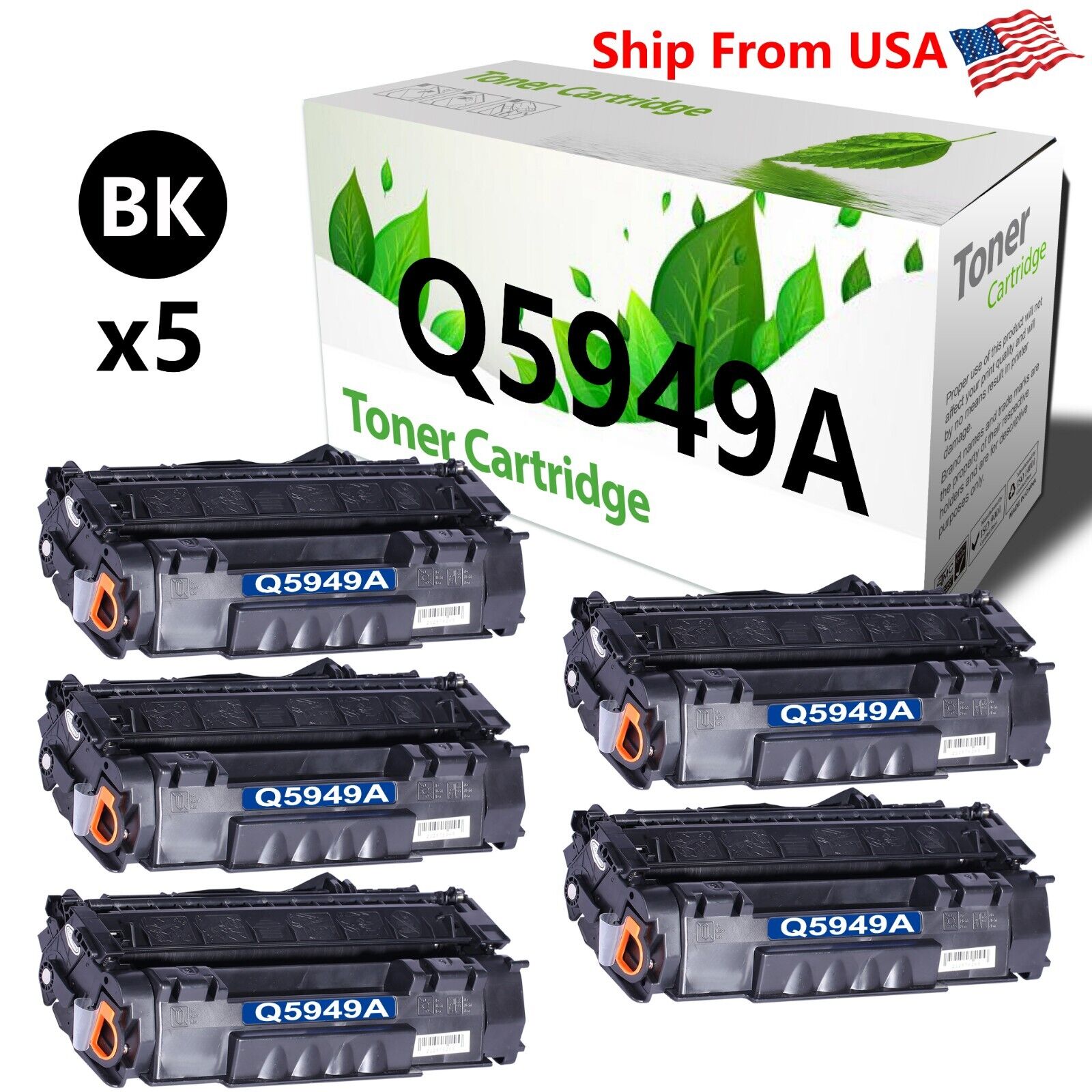5-Pack Q5949A Toner Cartridge 49A for S1160 1160le 3390 Printer (5 x Toner)