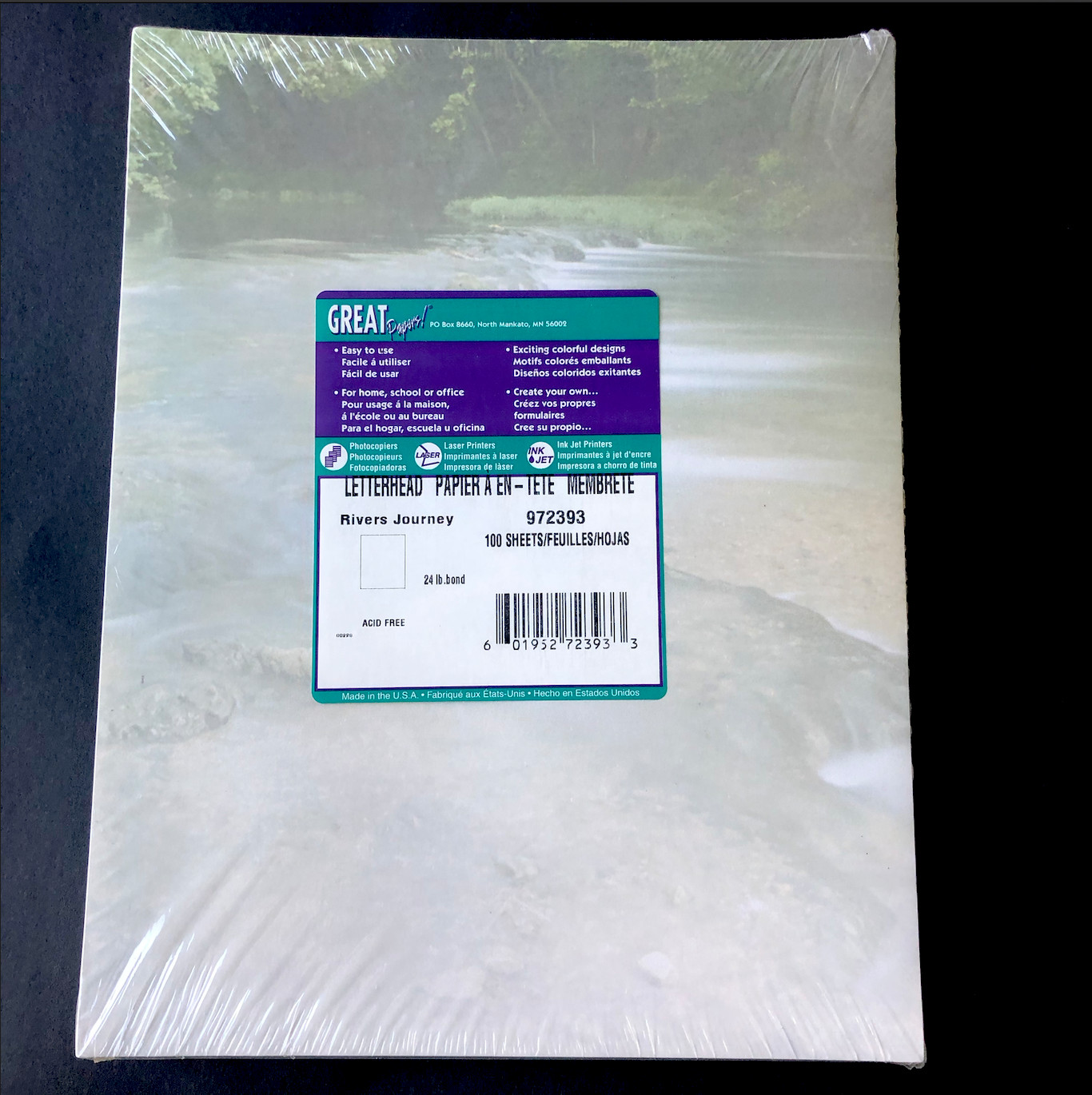 GREAT PAPERS Letterhead Rivers Journey 100 Sheets Sealed Package Acid Free New